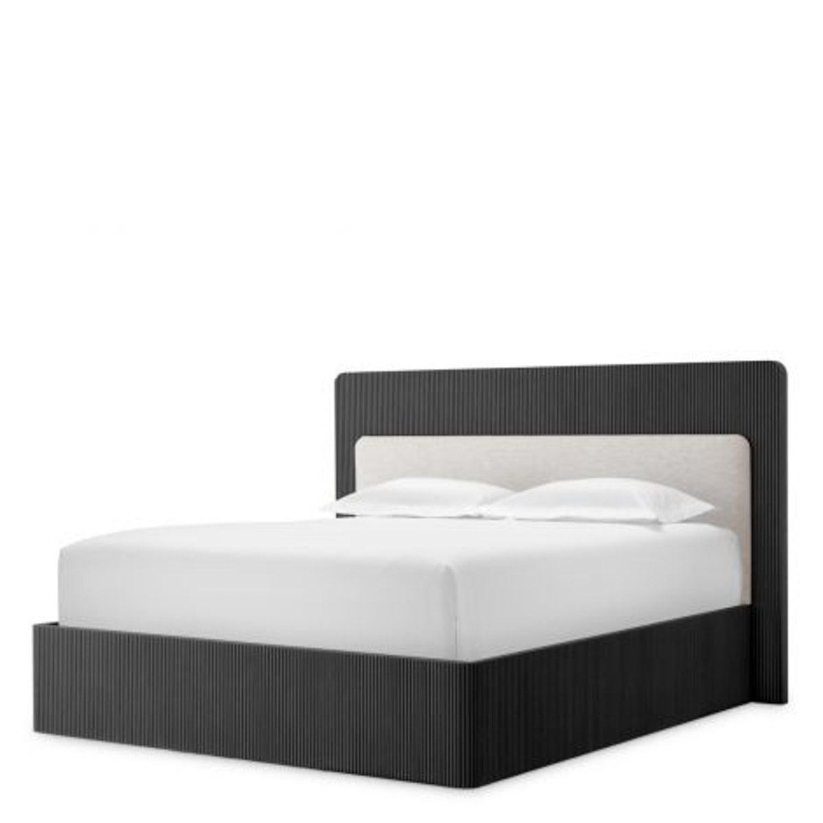 Bed Frame Dimitrios Queen size Charcoal grey oak veneer | solid wood | durini natural, Suitable for a queen size box spring or mattress 120183 16