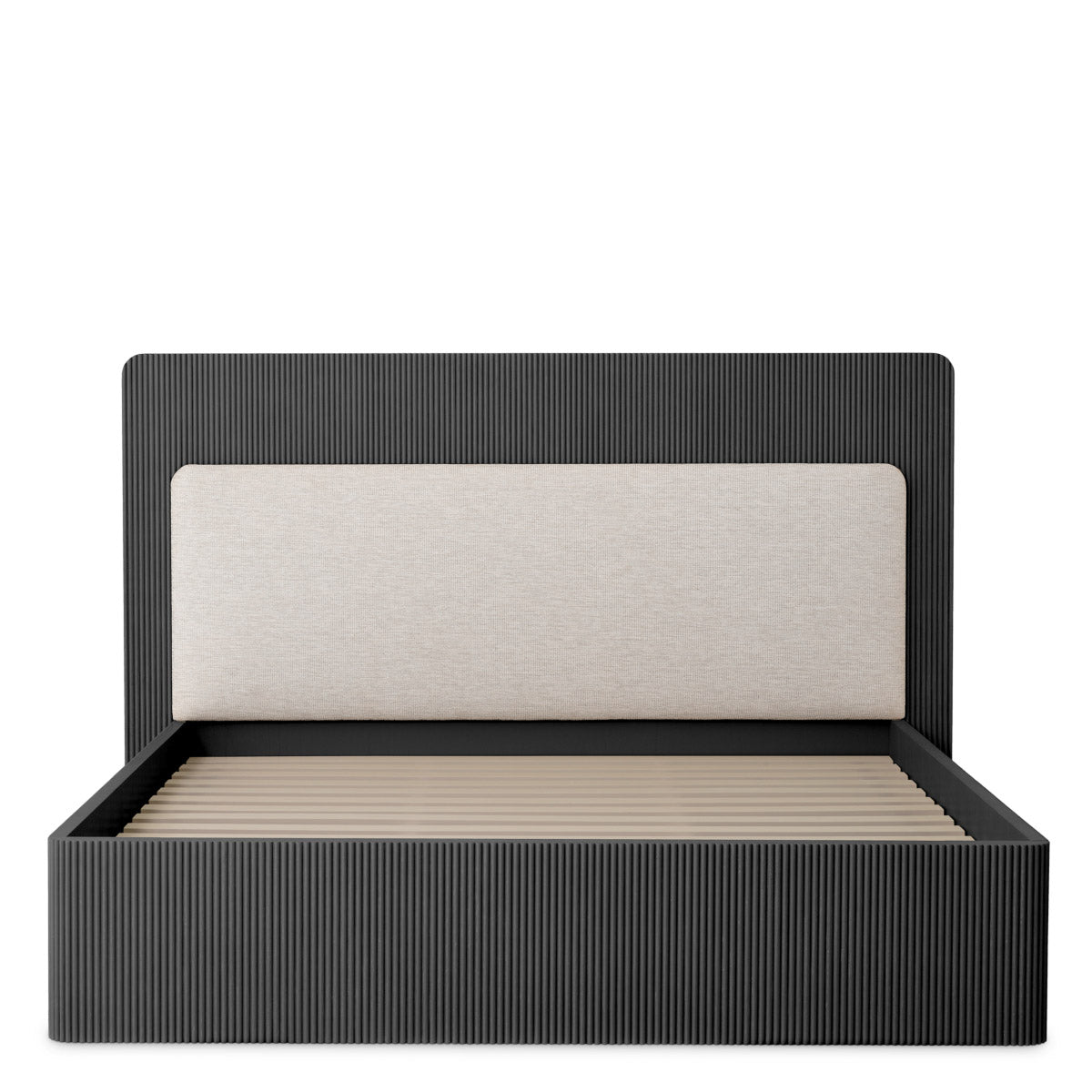 Bed Frame Dimitrios Queen size Charcoal grey oak veneer | solid wood | durini natural, Suitable for a queen size box spring or mattress 120183 5