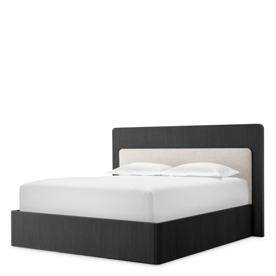 Bed Frame Dimitrios King size Charcoal grey oak veneer | solid wood | durini natural, Suitable for a king size box spring or mattress 120184