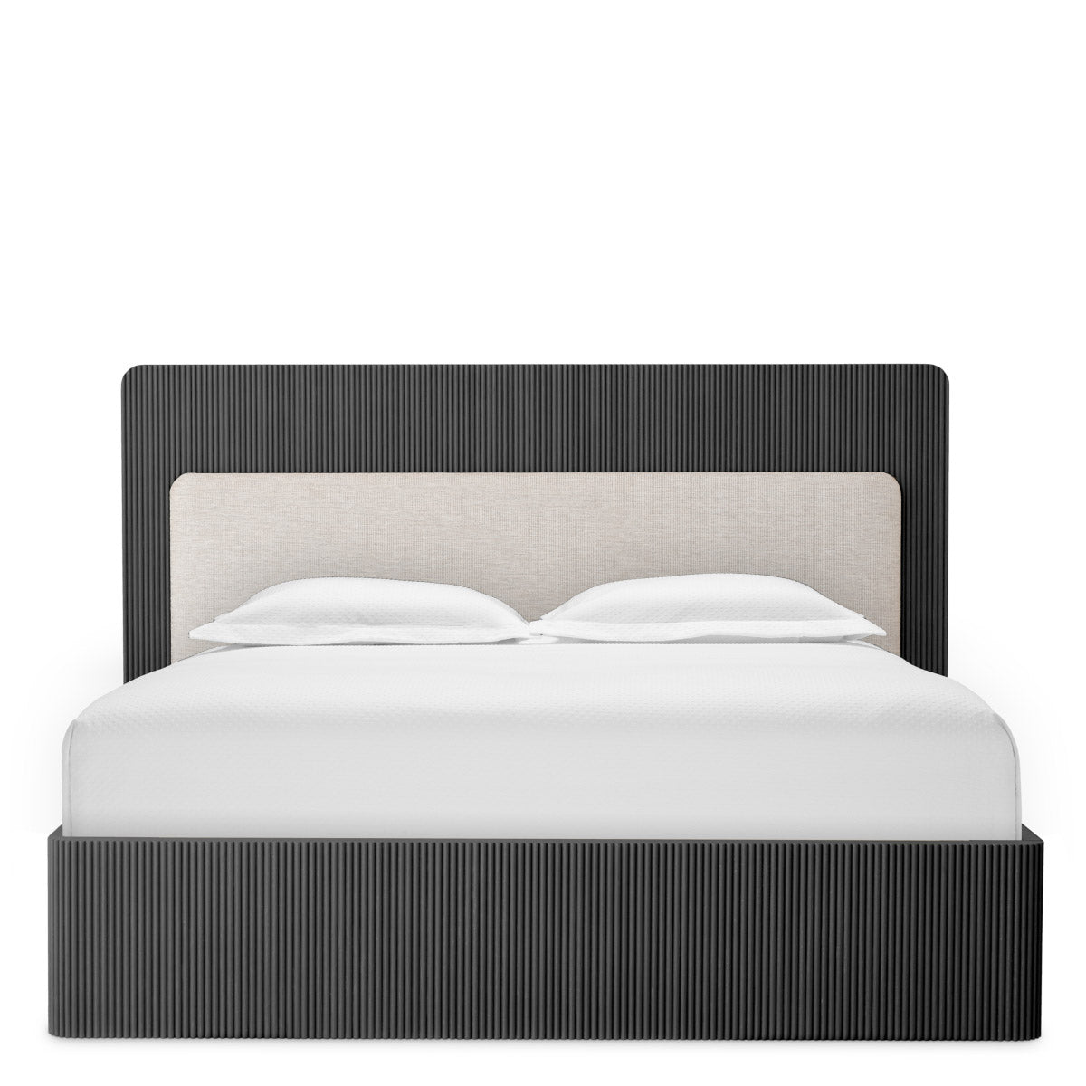 Bed Frame Dimitrios King size Charcoal grey oak veneer | solid wood | durini natural, Suitable for a king size box spring or mattress 120184 6