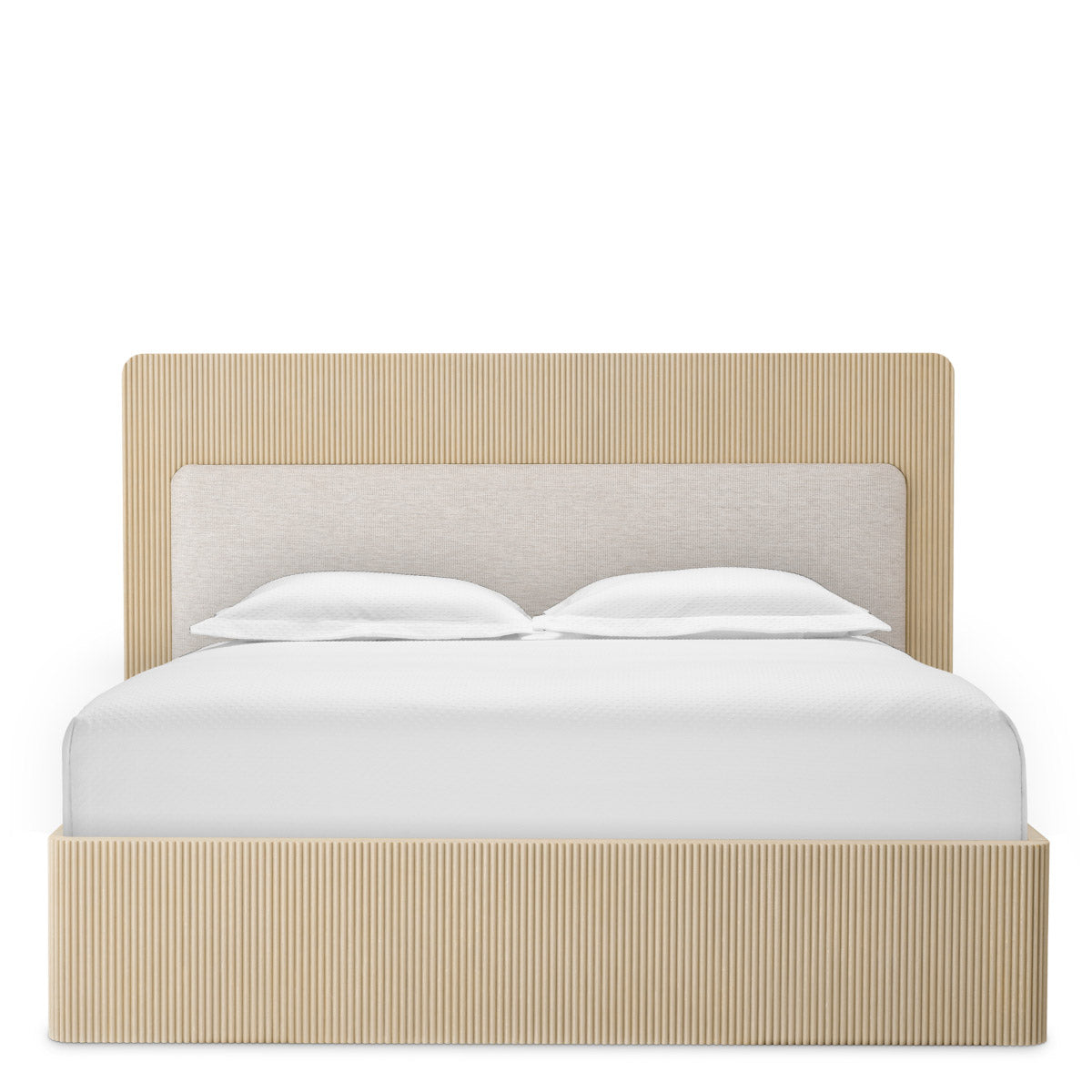 Bed Frame Dimitrios Queen size Washed oak veneer | solid wood | durini natural, Suitable for a queen size box spring or mattress 120185 6