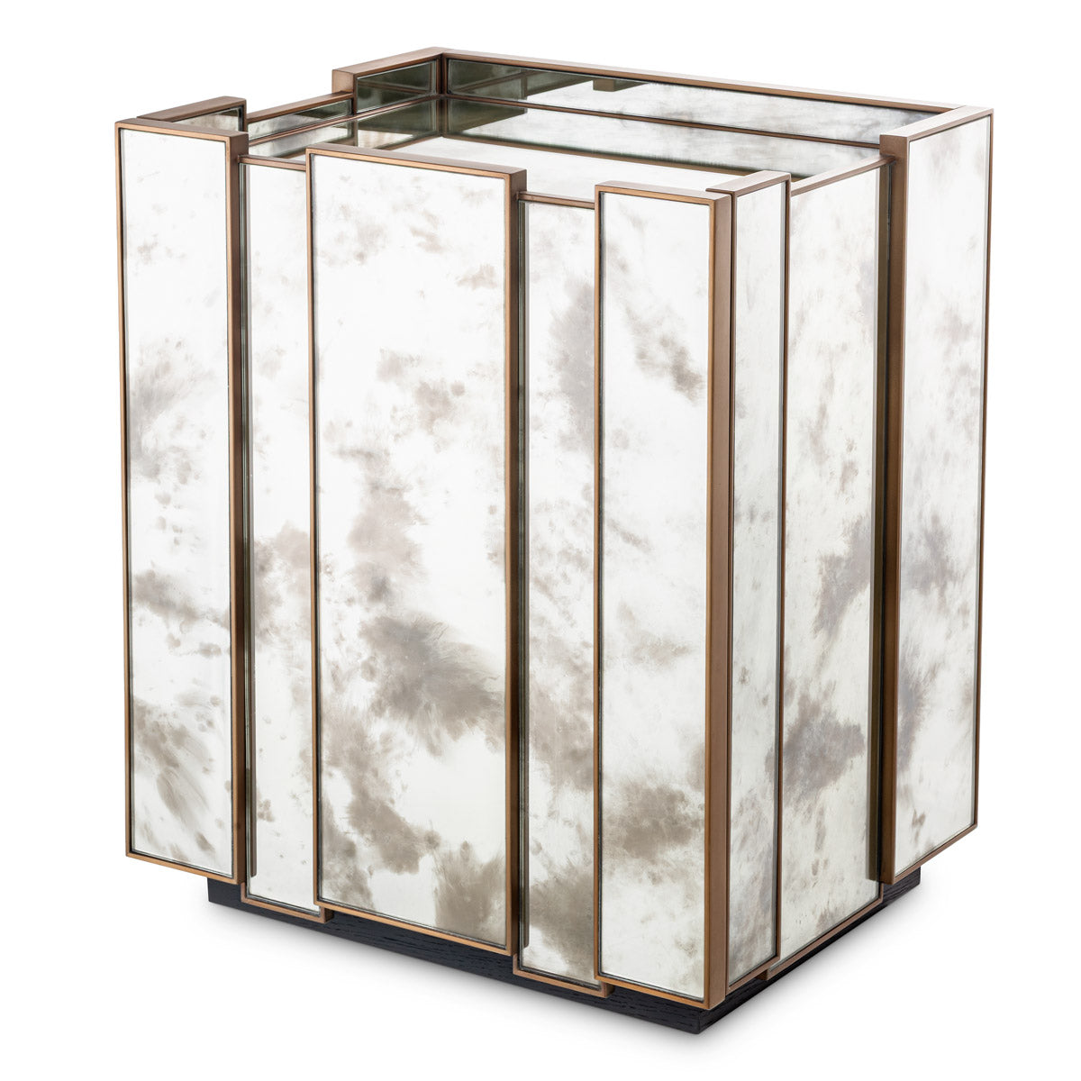 Eichholtz Nightstand Nottingham Left — Antique Mirror Glass, Brushed Brass hero image (Image 1)