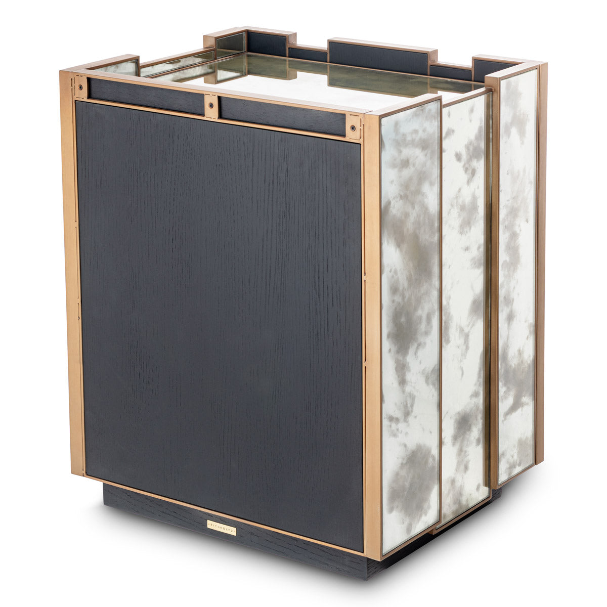 Alternate perspective of Nightstand Nottingham Left — Antique Mirror Glass, Brushed Brass finish (Image 6)