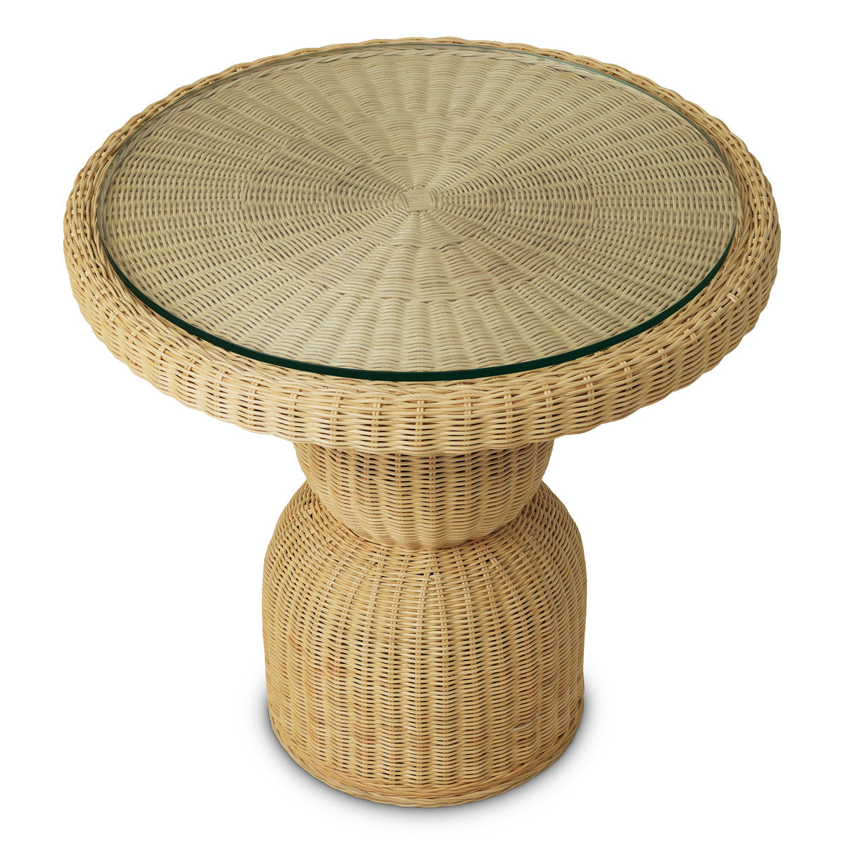 Dining Table Tiago by Eichholtz in a styled setting — Natural Rattan, Glass Top (Image 4)