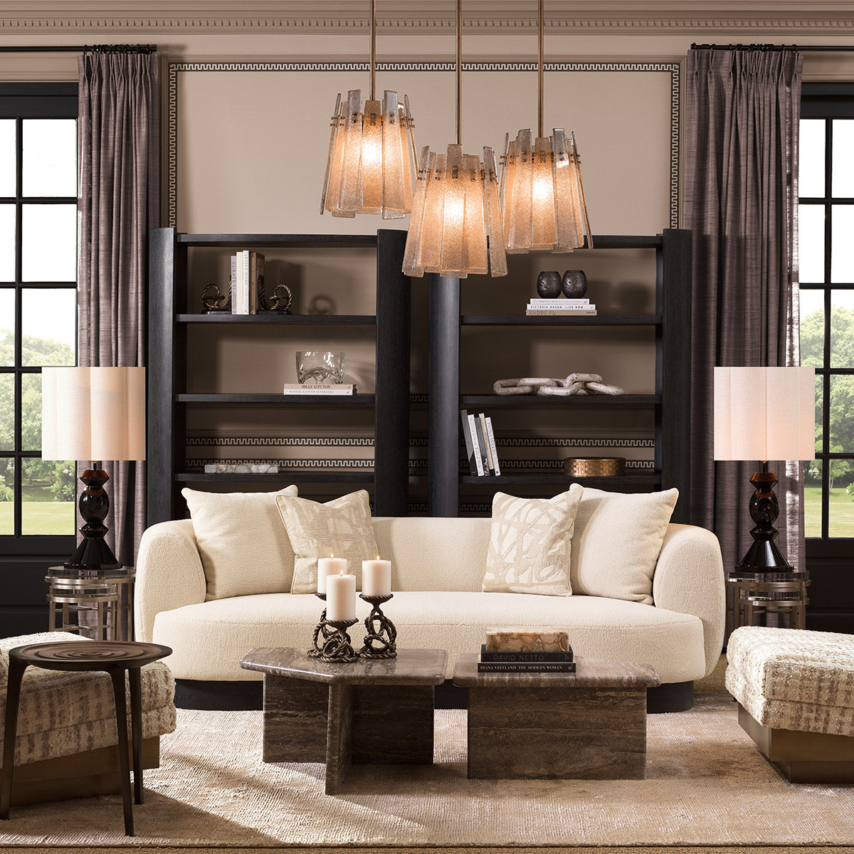 Close-up of Coffee Table Ciro L highlighting Travertine and Silver Travertine (Image 10)