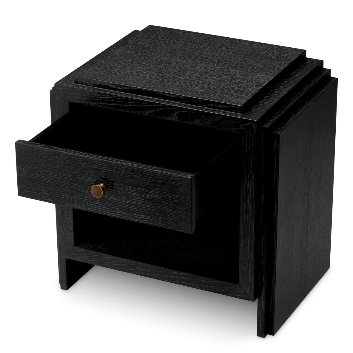 Nightstand ArtDeco Charcoal grey oak veneer | bronze finish Cabinets 120277 4