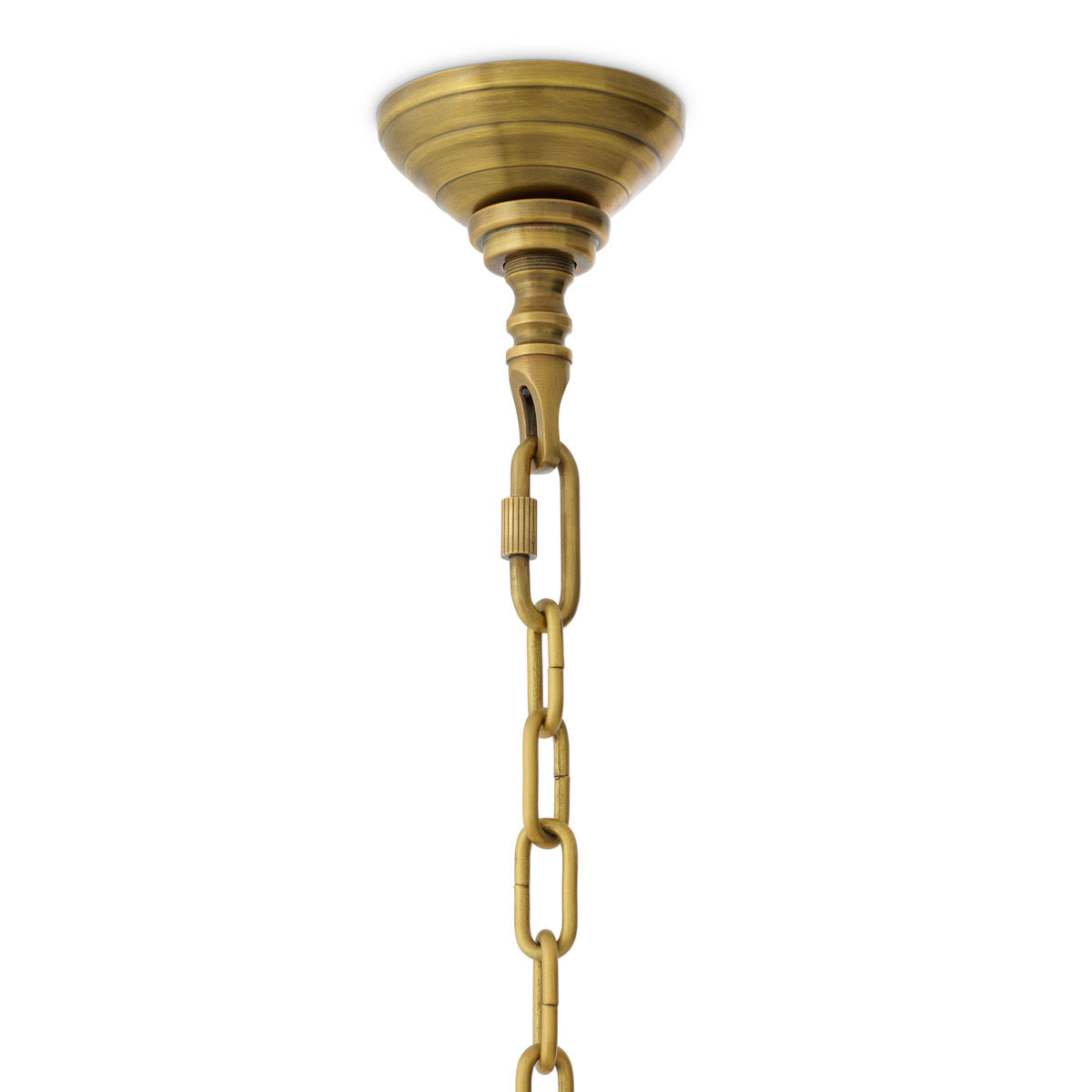 Lifestyle angle of Chandelier Isabelle with refined Vintage Brass, Handmade Glass tones (Image 8)