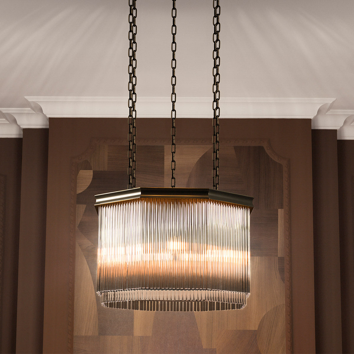 Eichholtz Chandelier Estela — Bronze Highlight, Clear Glass hero image (Image 9)