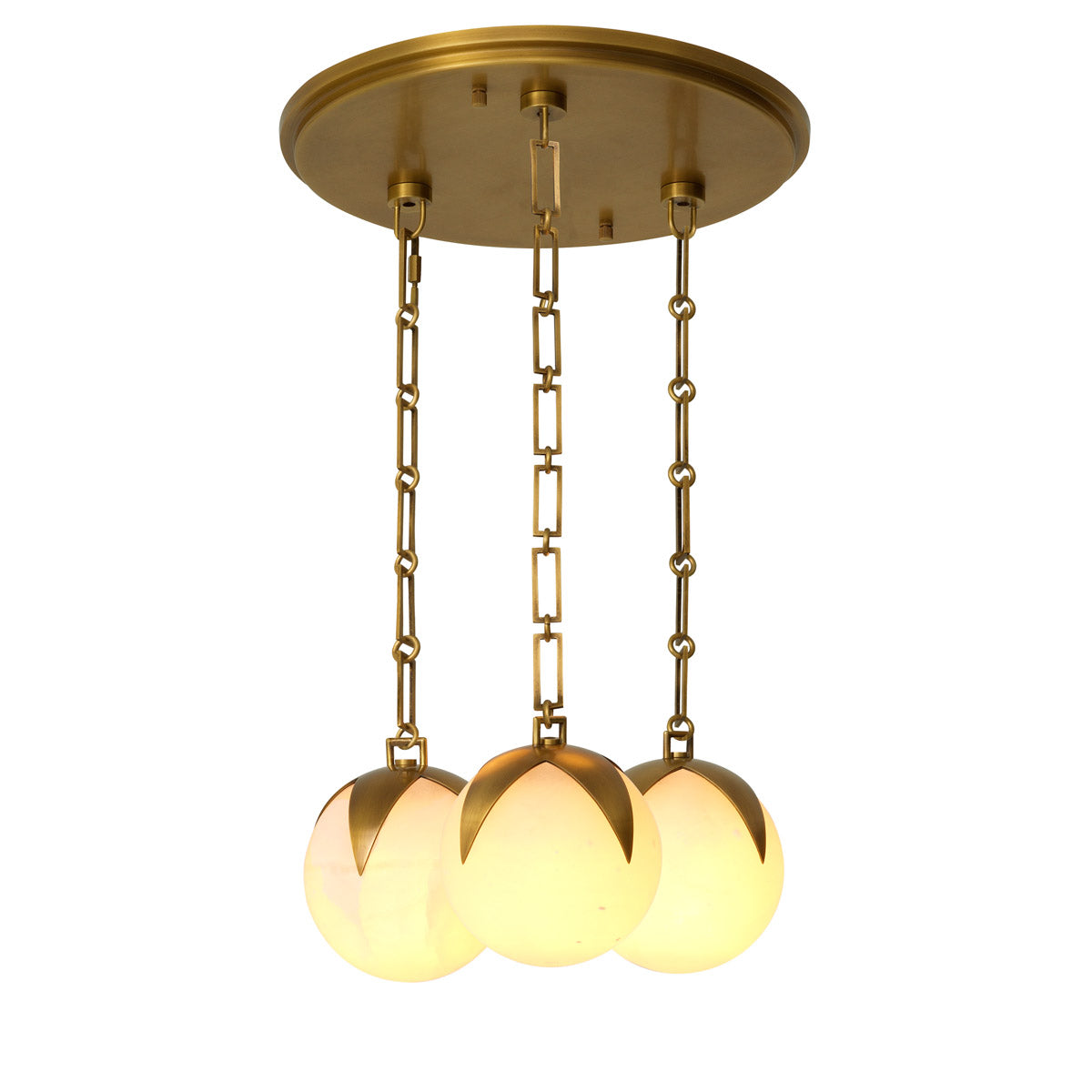 Alternate perspective of Chandelier Alesa S — Antique Brass, Alabaster finish (Image 6)