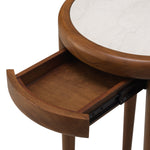Alternate perspective of Side table Hensley Round — Mahogany Wood, Caramel, Beige Marble finish (Image 6)