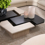 Lifestyle angle of Coffee Table Yardham with refined Travertine, Charcoal Grey Oak Veneer tones (Image 16)