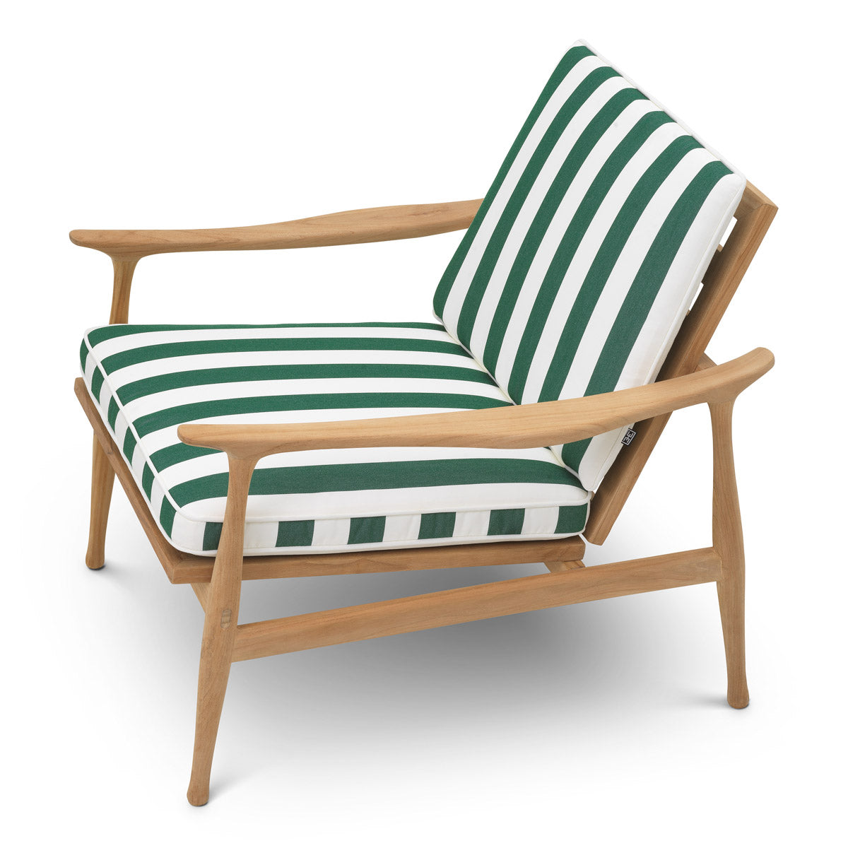 Alternate perspective of Outdoor Chair Manzo — Natural Teak, Florent Green finish (Image 6)