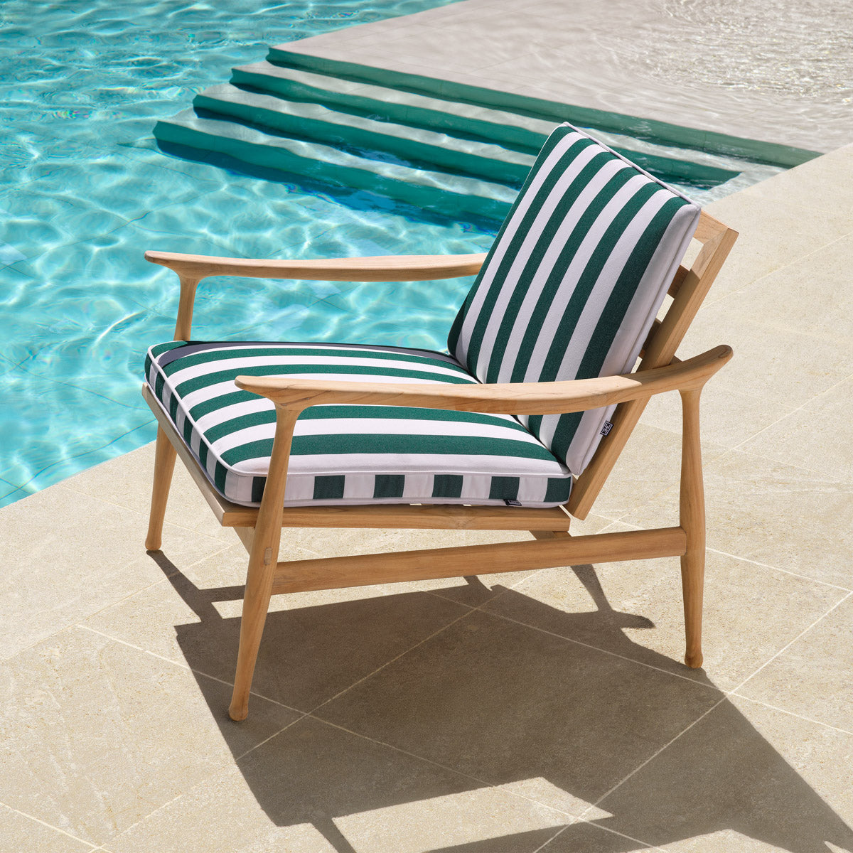 Eichholtz Outdoor Chair Manzo — Natural Teak, Florent Green hero image (Image 9)