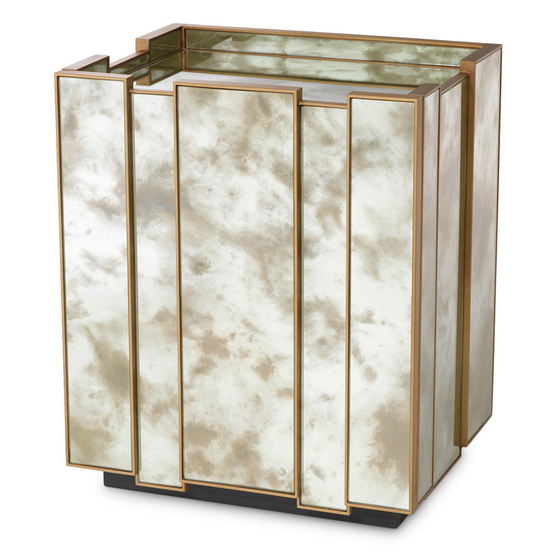 Eichholtz Nightstand Nottingham Right — Antique Mirror Glass, Brushed Brass hero image (Image 1)