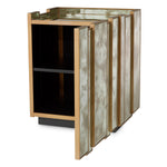 Close-up of Nightstand Nottingham Right highlighting Brass, Glass and Antique Mirror Glass, Brushed Brass (Image 2)