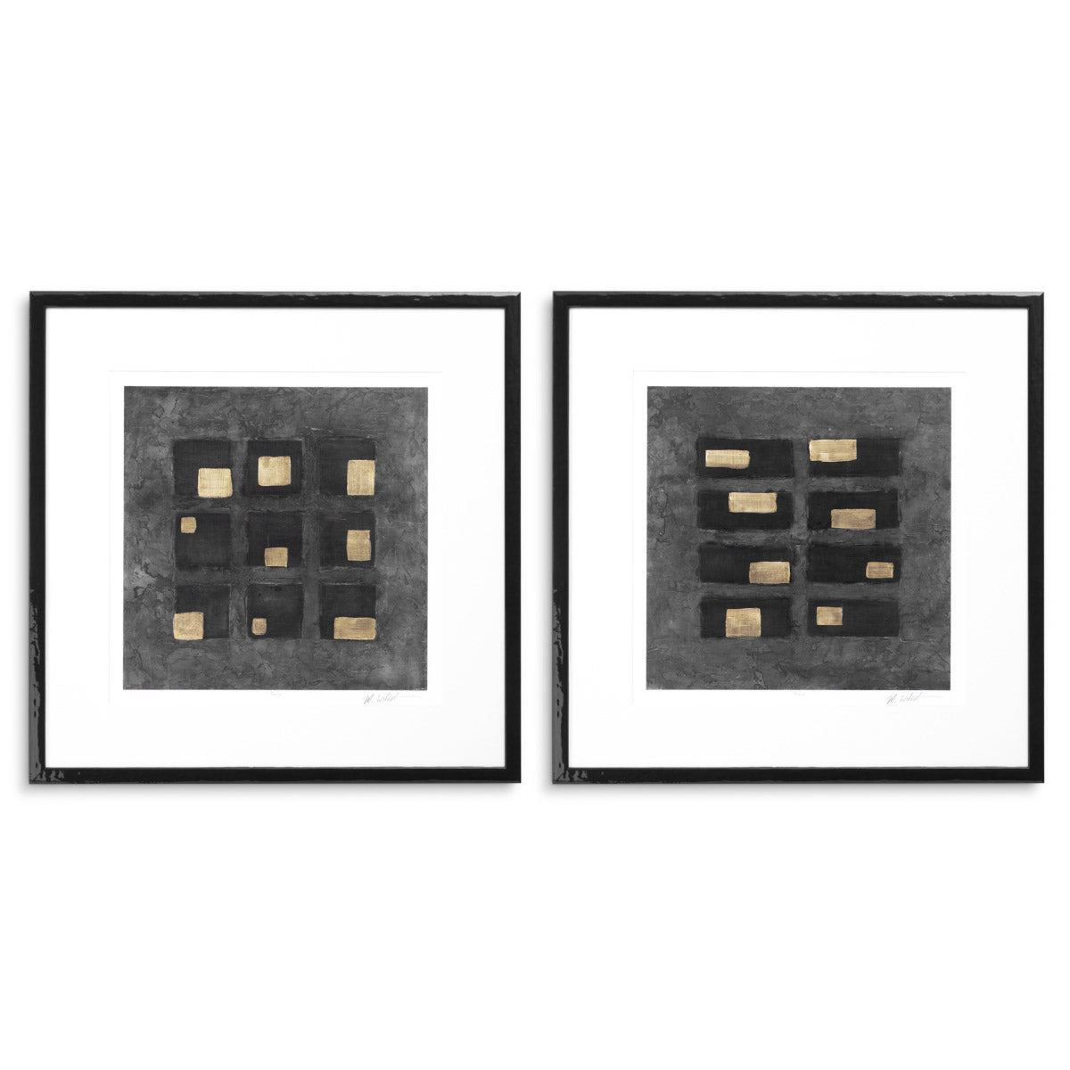 Print Black Squares by Michael Willett set of 2 Black wooden frame | clear glass Accessories 120722 2