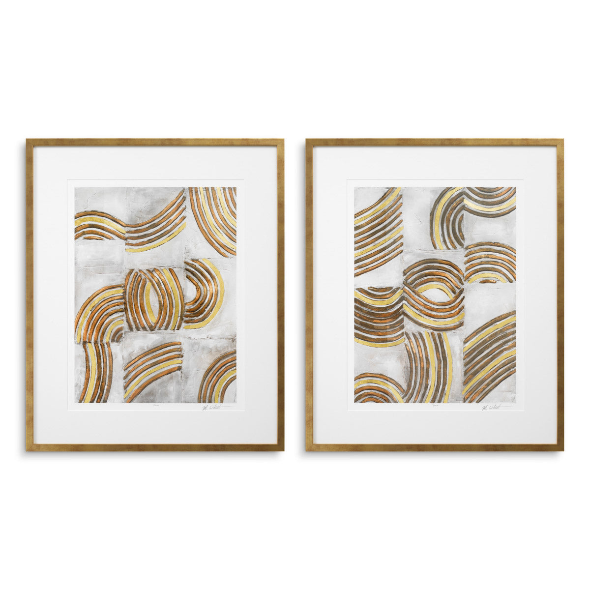 Print Refined Catena by Michael Willett set of 2 Antique golden wooden frame | clear glass Accessories 120723 2