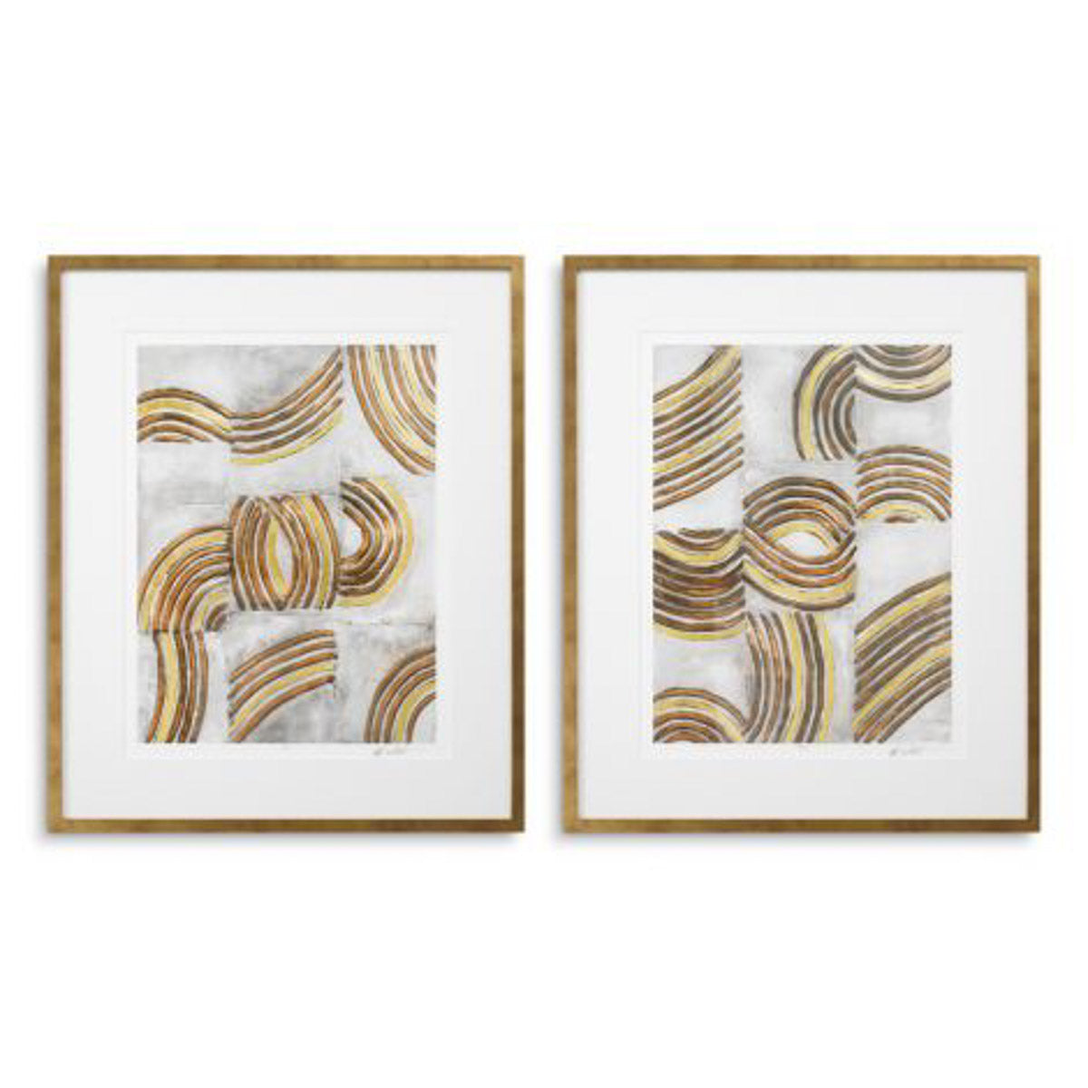 Print Refined Catena by Michael Willett set of 2 Antique golden wooden frame | clear glass Accessories 120723 9