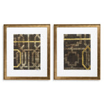 Print Trellis Pattern by Ethan Harper II set of 2 Antique golden wooden frame | clear glass Accessories 120744 2
