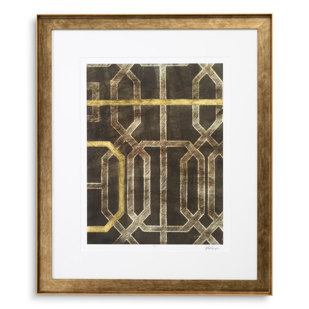 Print Trellis Pattern by Ethan Harper II set of 2 Antique golden wooden frame | clear glass Accessories 120744 4