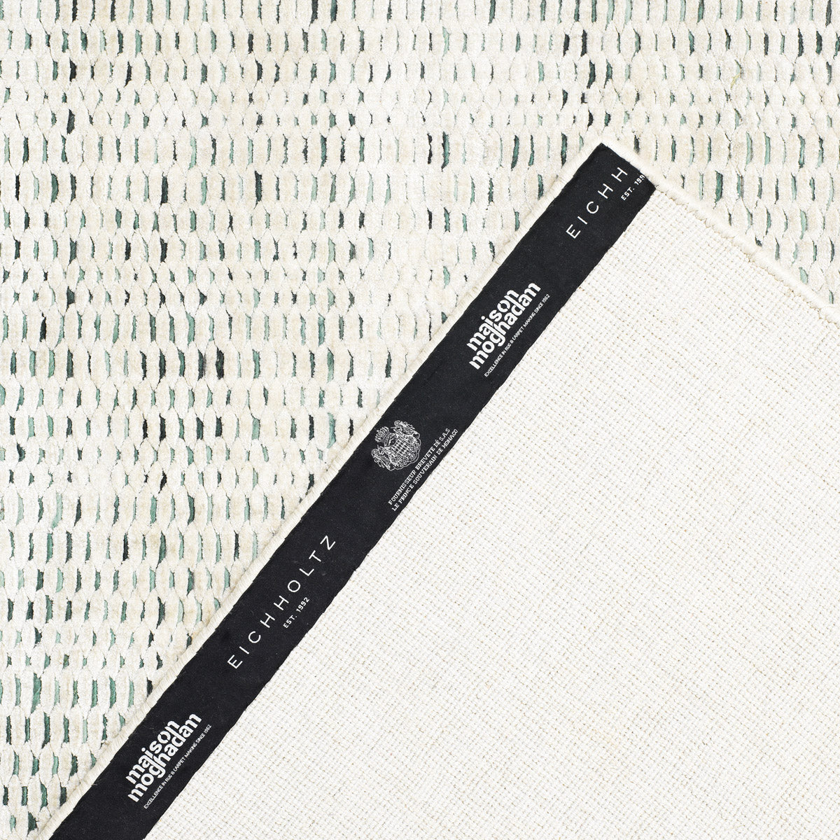 Alternate perspective of Rug Langdon Grey White 118.11" X 157.48" — Grey, White, Hand Woven, 60% Viscose, 20% Wool, 20% Cotton finish (Image 6)