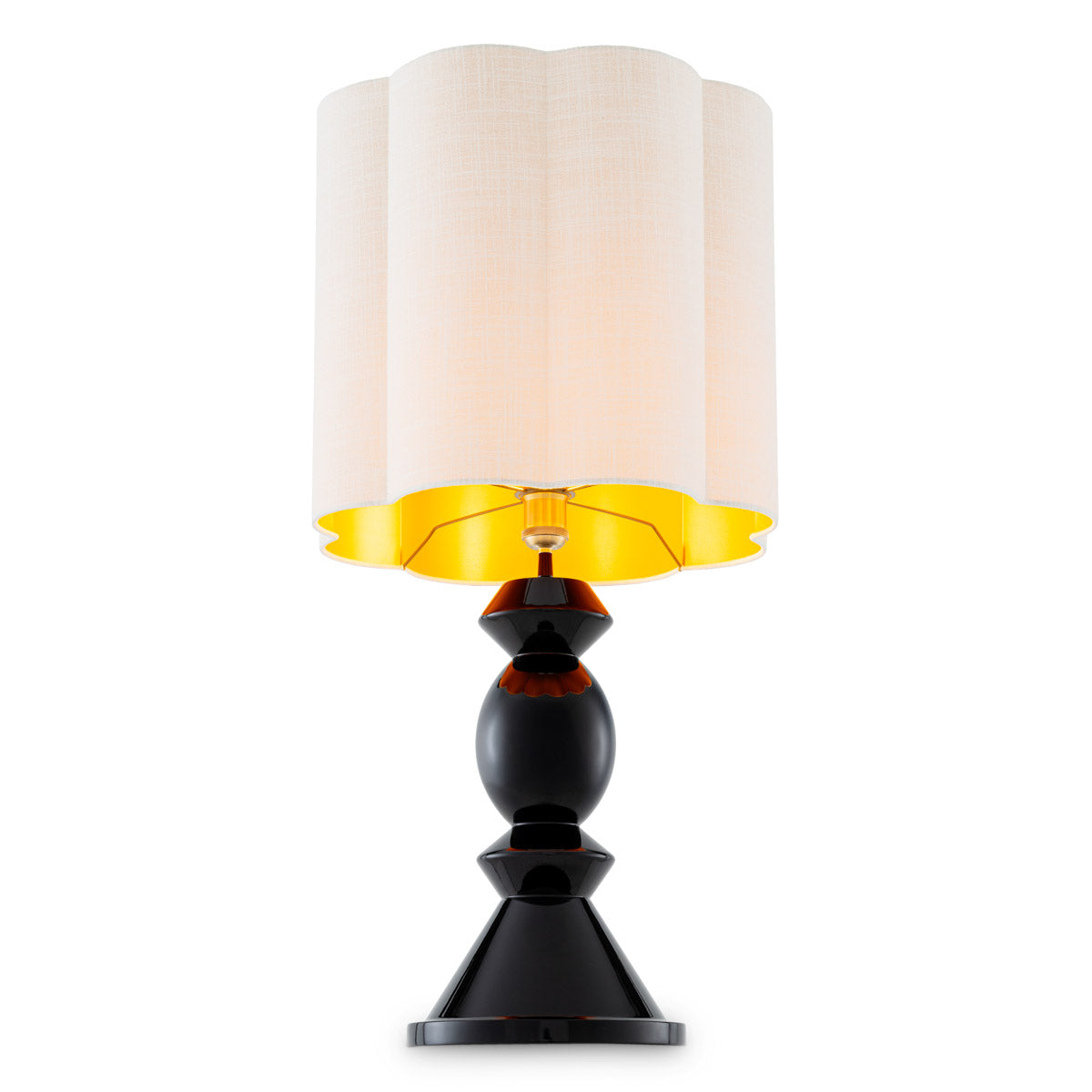 Table Lamp Dionne by Eichholtz in a styled setting — Piano Black, White Shade (Image 4)