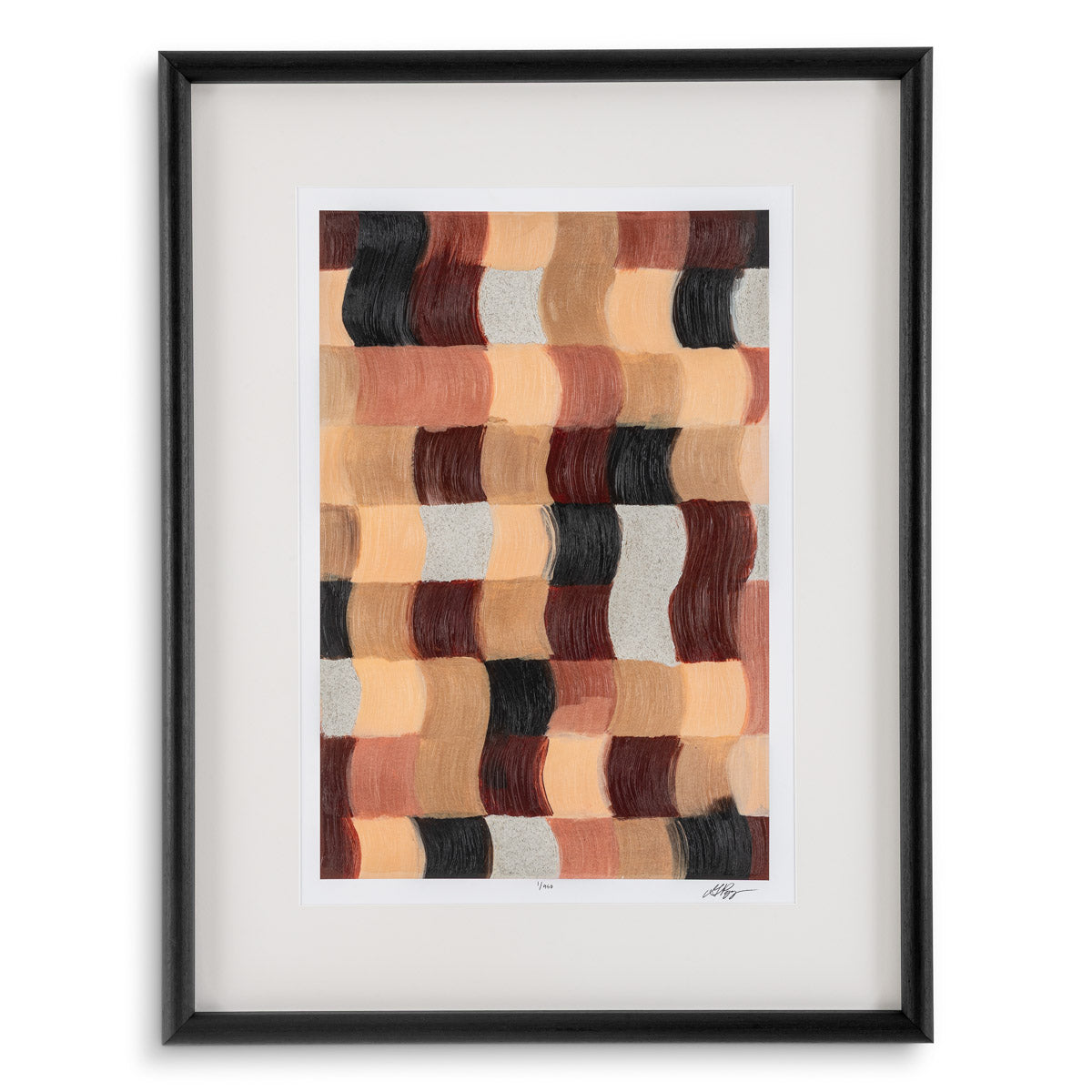 Close-up of Prints Sun Baked Mosaïc by Grace Popp set of 2 highlighting Glass and Black Wooden Frame, Clear Glass (Image 2)