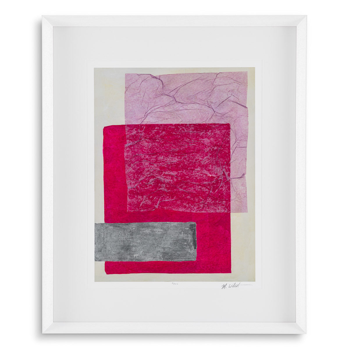 Close-up of Prints Paper Colorfields by Michael Willett set of 2 highlighting Glass and White Frame, Clear Glass (Image 2)