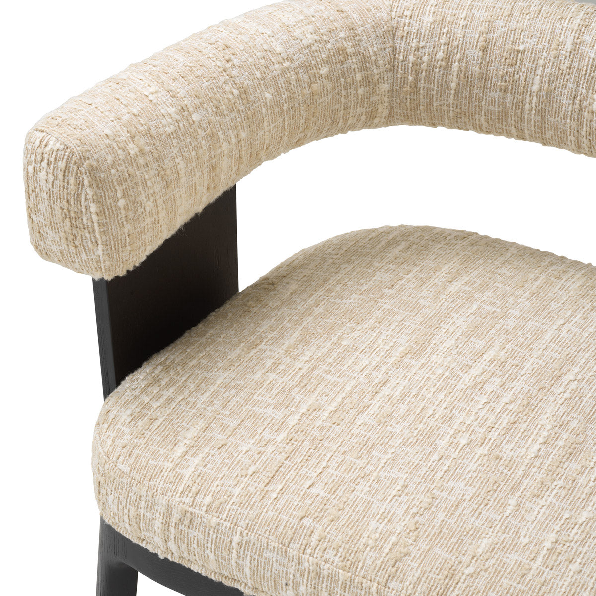 Alternate perspective of Dining Chair Dubois — Black Oak Veneer, Bouclé Sonata Cream finish (Image 6)