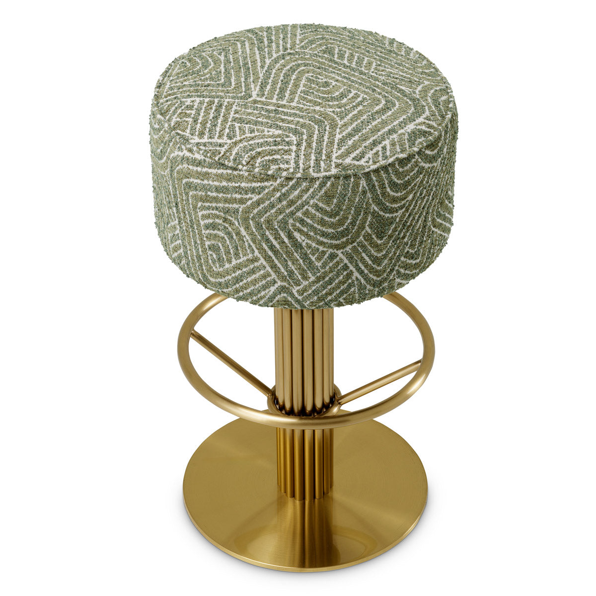 Bar Stool Carleton by Eichholtz in a styled setting — Brushed Brass, Camari Green, Swivel Base (Image 4)