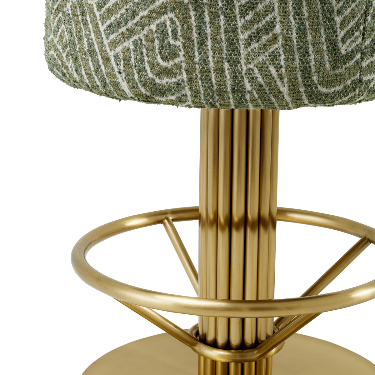 Alternate perspective of Bar Stool Carleton — Brushed Brass, Camari Green, Swivel Base finish (Image 6)