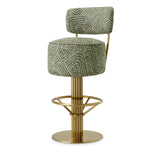 Eichholtz Bar Stool Carleton with back — Brushed Brass, Camari Green, Swivel Base hero image (Image 1)