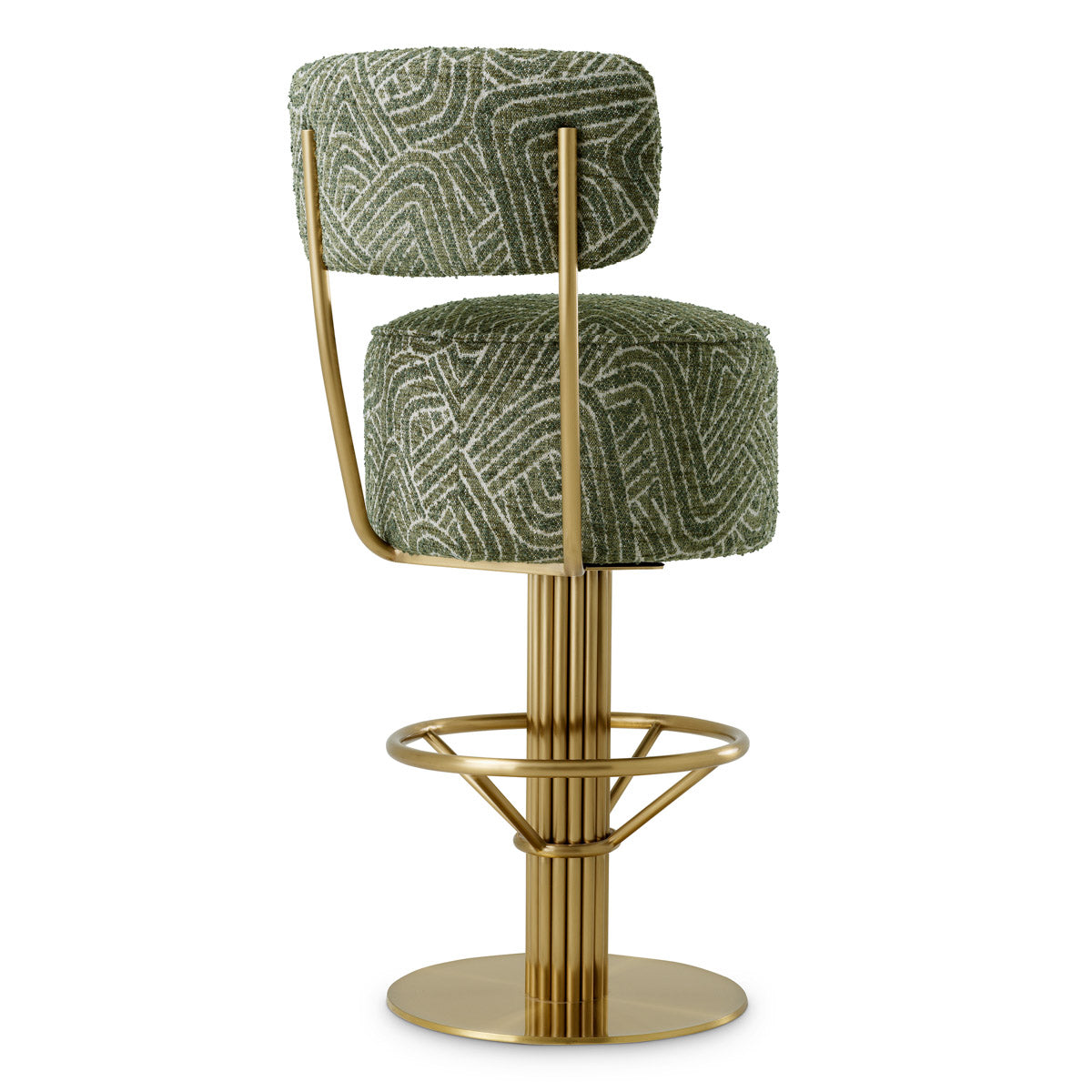 Detail shot of Bar Stool Carleton with back craftsmanship — Brass, Viscose, Linen, Polyester, Acrylic accents (Image 5)
