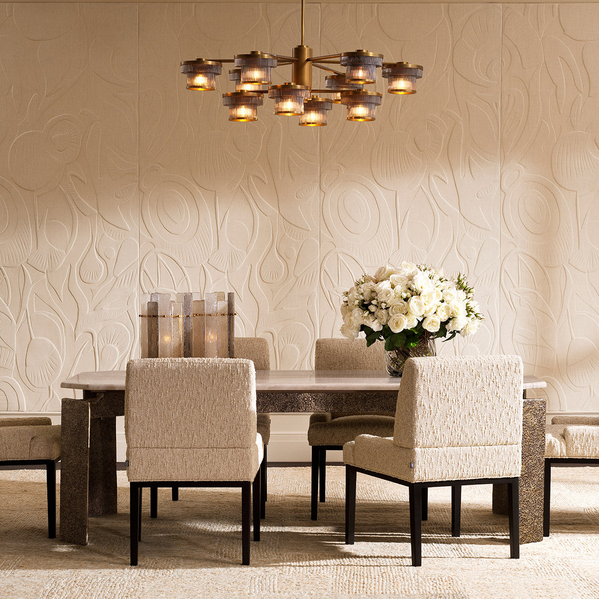 Lifestyle angle of Dining Chair Bromley with arm with refined Black, Arden Natural tones (Image 8)