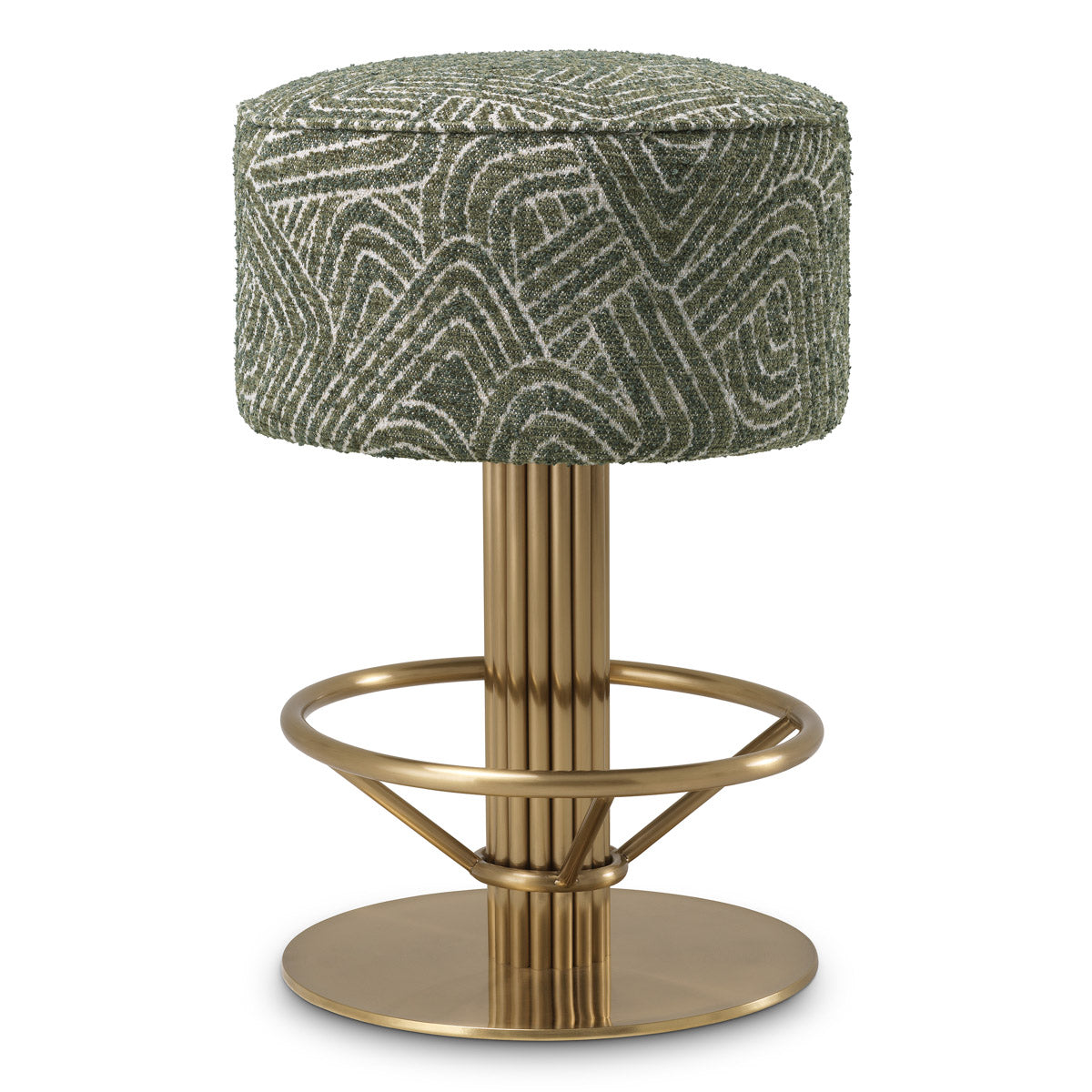 Eichholtz Counter Stool Carleton — Brushed Brass, Camari Green, Swivel Base hero image (Image 1)