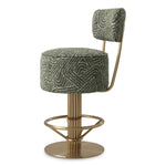 Bar Stool Carleton with back by Eichholtz in a styled setting — Brushed Brass, Camari Green, Swivel Base (Image 4)
