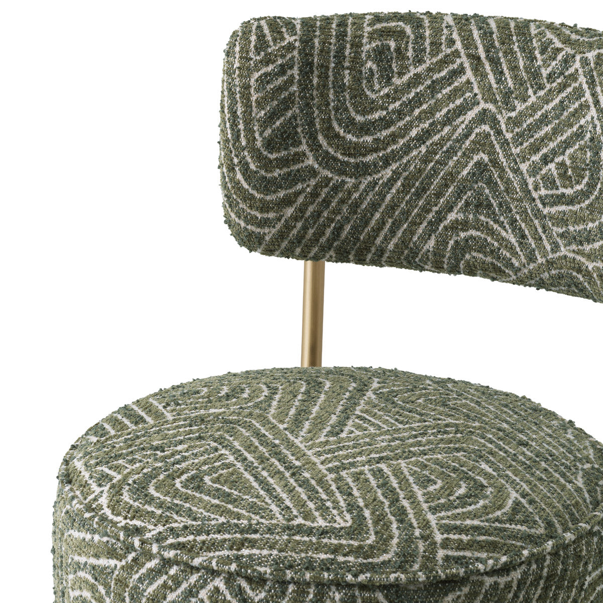 Alternate perspective of Bar Stool Carleton with back — Brushed Brass, Camari Green, Swivel Base finish (Image 6)