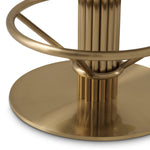Lifestyle angle of Bar Stool Carleton with back with refined Brushed Brass, Camari Green, Swivel Base tones (Image 8)