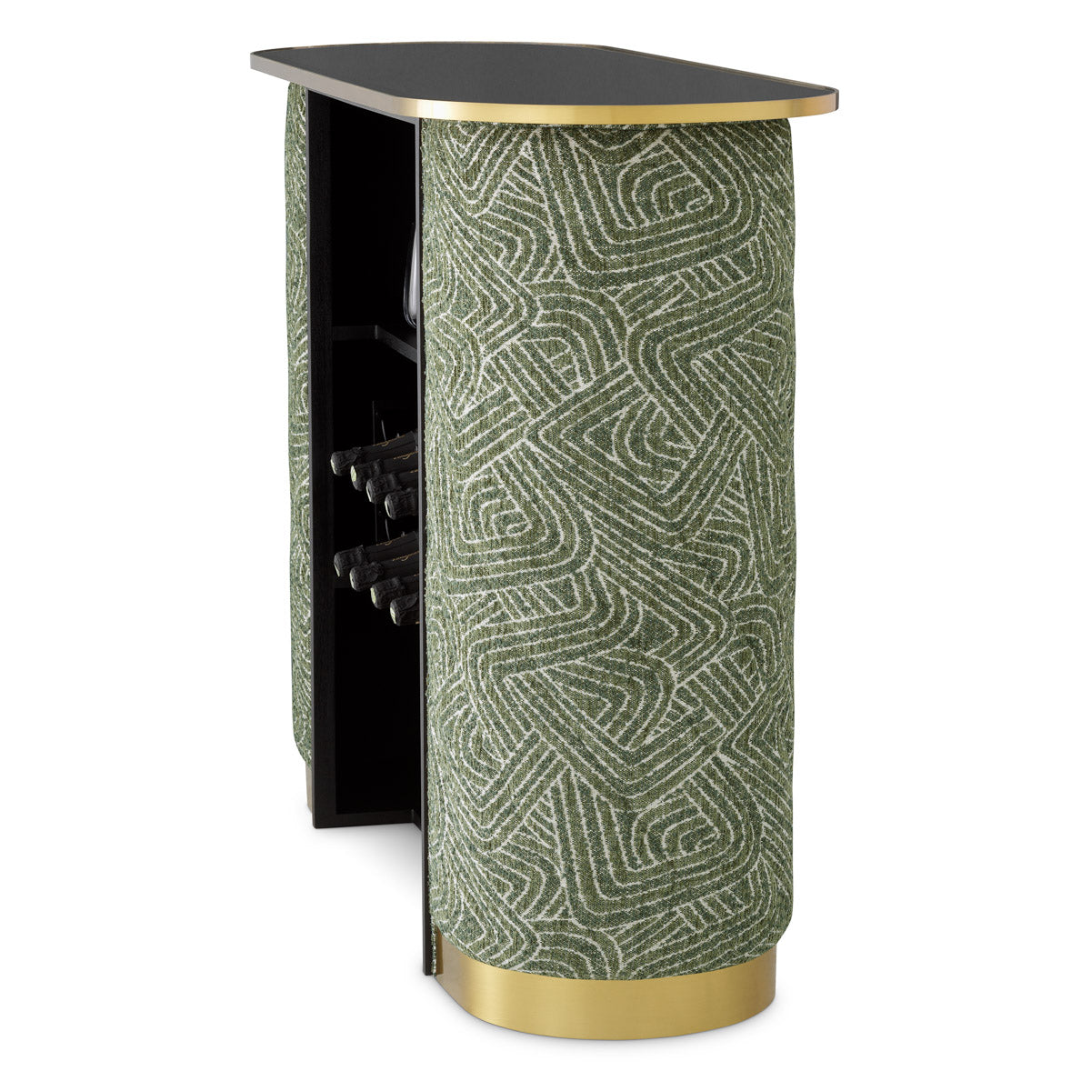 Bar Matthew by Eichholtz in a styled setting — Brushed Brass, Black Glass, Camari Green (Image 4)