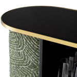 Lifestyle angle of Bar Matthew with refined Brushed Brass, Black Glass, Camari Green tones (Image 8)