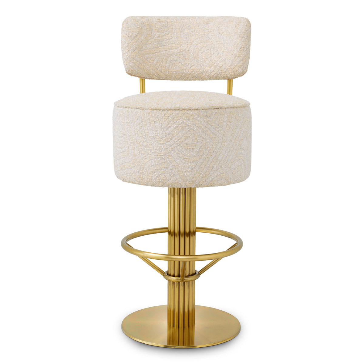 Detail shot of Bar Stool Carleton with back craftsmanship — Brass, Viscose, Linen, Polyester, Acrylic accents (Image 5)