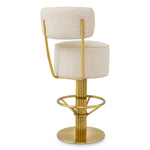 Alternate perspective of Bar Stool Carleton with back — Brushed Brass, Camari Cream, Swivel Base finish (Image 6)