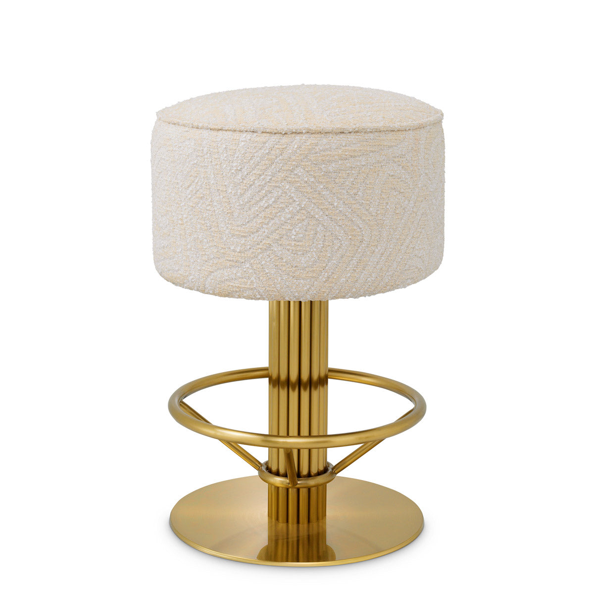 Eichholtz Counter Stool Carleton — Brushed Brass, Camari Cream, Swivel Base hero image (Image 1)