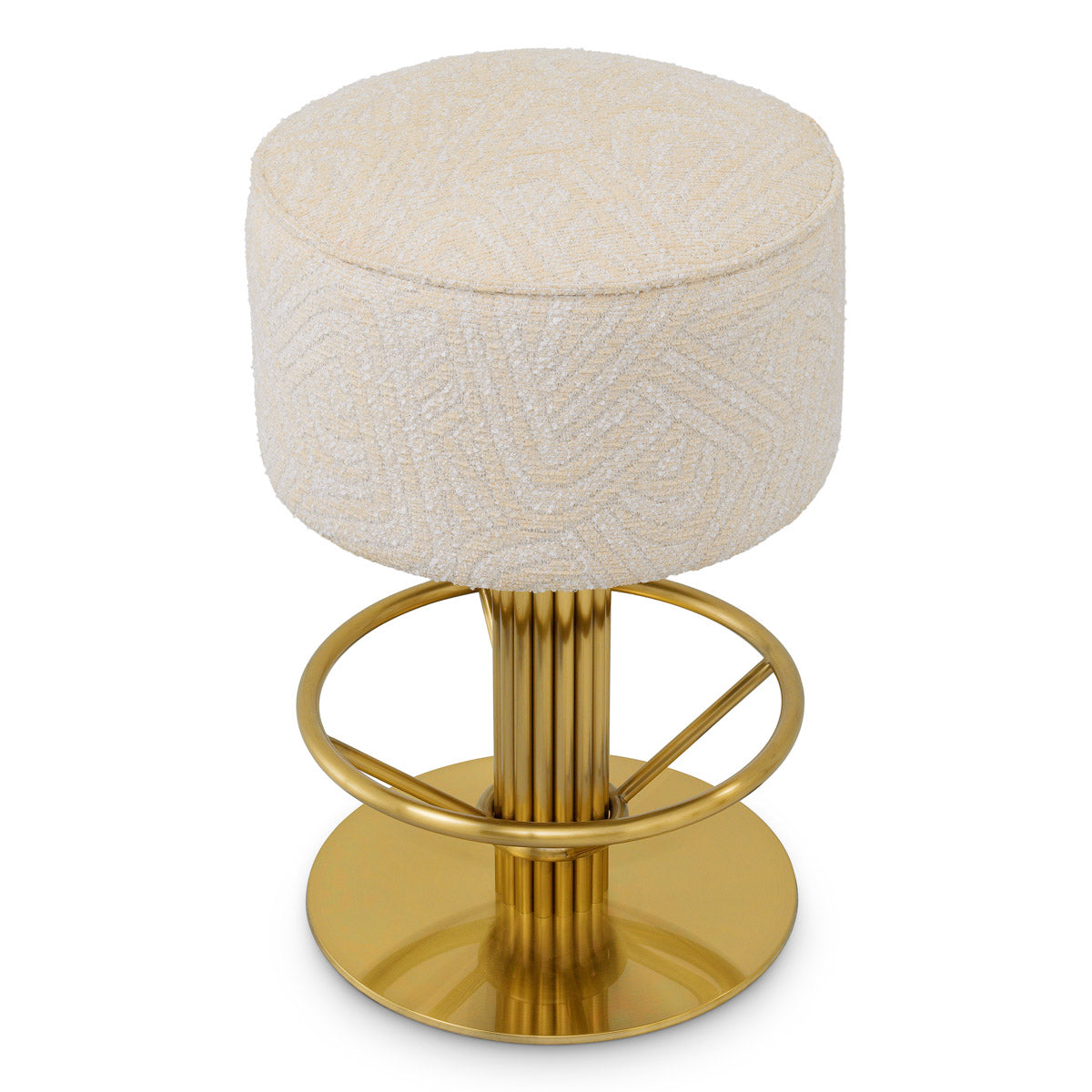 Detail shot of Counter Stool Carleton craftsmanship — Brass, Viscose, Linen, Polyester, Acrylic accents (Image 5)