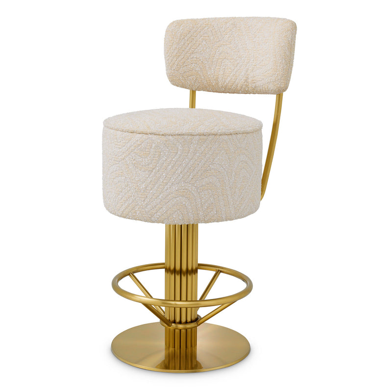 Eichholtz Counter Stool Carleton with back — Brushed Brass, Camari Cream, Swivel Base hero image (Image 1)