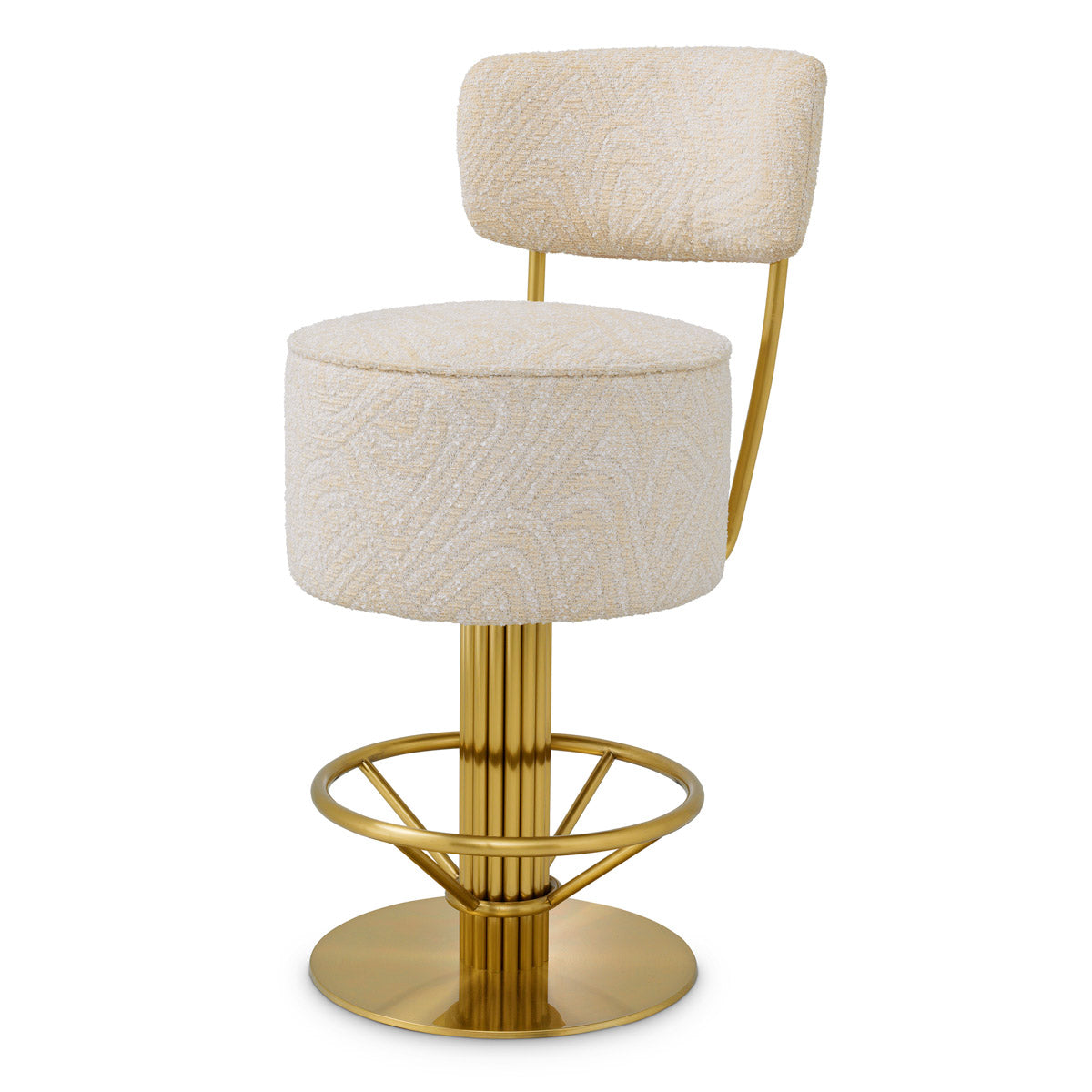 Eichholtz Counter Stool Carleton with back — Brushed Brass, Camari Cream, Swivel Base hero image (Image 1)