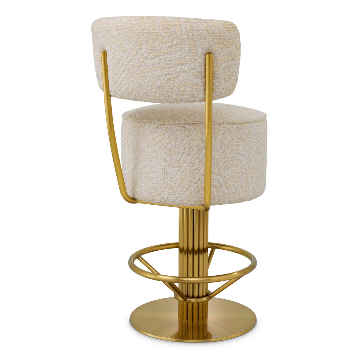 Alternate perspective of Counter Stool Carleton with back — Brushed Brass, Camari Cream, Swivel Base finish (Image 6)