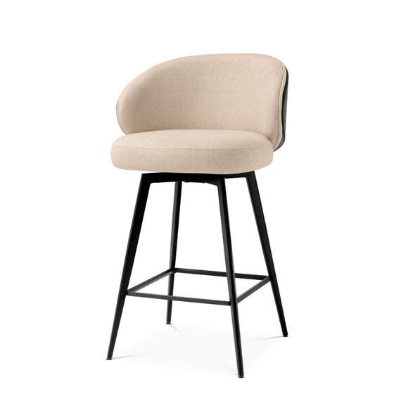 Counter Stool Camerota Scalea sand | black wooden back | black legs | swivel 100% polyester Chairs & Sofas A119051