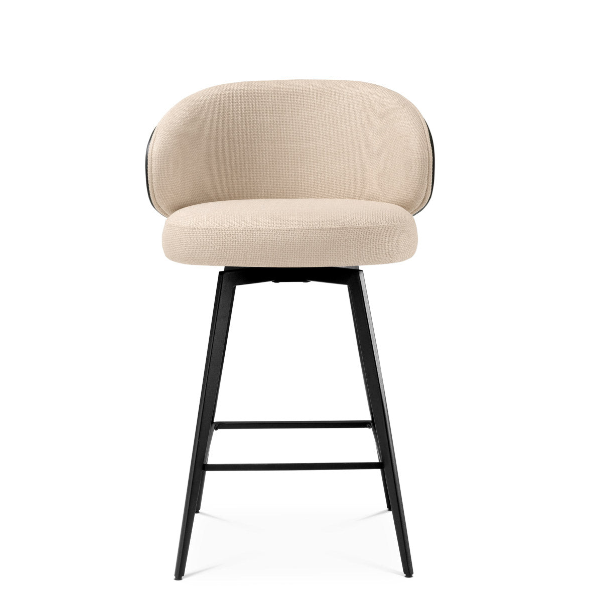 Counter Stool Camerota Scalea sand | black wooden back | black legs | swivel 100% polyester Chairs & Sofas A119051 3