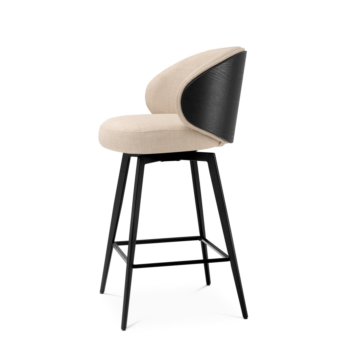 Counter Stool Camerota Scalea sand | black wooden back | black legs | swivel 100% polyester Chairs & Sofas A119051 5
